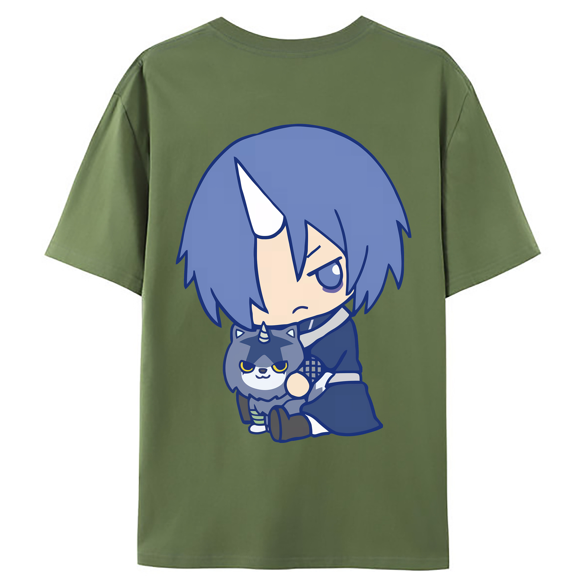 （画像用） 転スラ Regarding Reincarnated to Slime 綿100％ メンズ半袖Tシャツ（バックプリント） 通気性